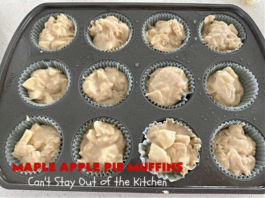 Maple Apple Pie Muffins | Can't Stay Out of the Kitchen | these scrumptious #muffins are heavenly! #MapleSyrup & #MapleExtract make them pop in flavor. Sour cream keeps them moist rather than dry and #pecans add a delicious crunchiness. #Apples make them taste like #ApplePie! Terrific for a weekend, company or #holiday #breakfast #MapleApplePieMuffins