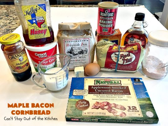 Maple Bacon Cornbread | Can't Stay Out of the Kitchen | We loved this amazing #cornbread. It uses honey, #maplesyrup, molasses & uncured nitrate-free #bacon. Perfect for dunking in chili or soup. #glutenfree