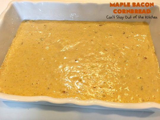 Maple Bacon Cornbread | Can't Stay Out of the Kitchen | We loved this amazing #cornbread. It uses honey, #maplesyrup, molasses & uncured nitrate-free #bacon. Perfect for dunking in chili or soup. #glutenfree