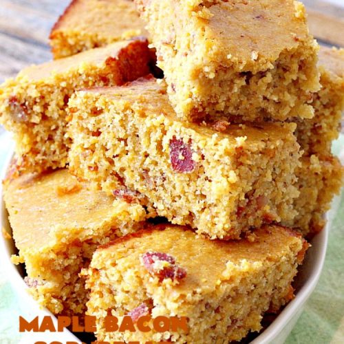 Maple Bacon Cornbread | Can't Stay Out of the Kitchen | We loved this amazing #cornbread. It uses honey, #maplesyrup, molasses & uncured nitrate-free #bacon. Perfect for dunking in chili or soup. #glutenfree