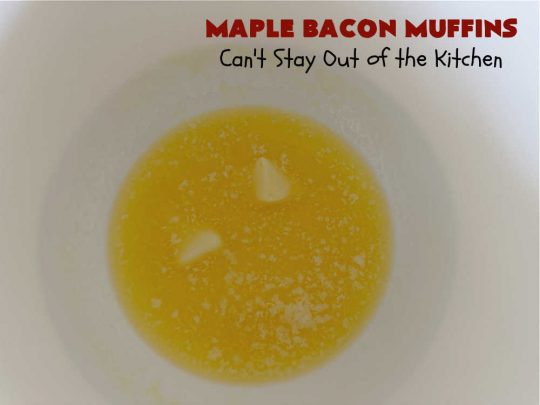 Maple Bacon Muffins | Can't Stay Out of the Kitchen | these luscious #muffins just pop with flavor since they use both #MapleSyrup & #MapleExtract. #Bacon makes everything better and adds just a hint of saltiness & crunchiness. These scrumptious #BreakfastMuffins are a fantastic #breakfast idea for #FathersDay, #holidays or company breakfasts. #MapleBaconMuffins