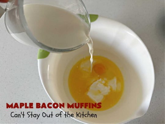 Maple Bacon Muffins | Can't Stay Out of the Kitchen | these luscious #muffins just pop with flavor since they use both #MapleSyrup & #MapleExtract. #Bacon makes everything better and adds just a hint of saltiness & crunchiness. These scrumptious #BreakfastMuffins are a fantastic #breakfast idea for #FathersDay, #holidays or company breakfasts. #MapleBaconMuffins