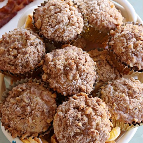 Maple Bacon Muffins | Can't Stay Out of the Kitchen | these luscious #muffins just pop with flavor since they use both #MapleSyrup & #MapleExtract. #Bacon makes everything better and adds just a hint of saltiness & crunchiness. These scrumptious #BreakfastMuffins are a fantastic #breakfast idea for #FathersDay, #holidays or company breakfasts. #MapleBaconMuffins