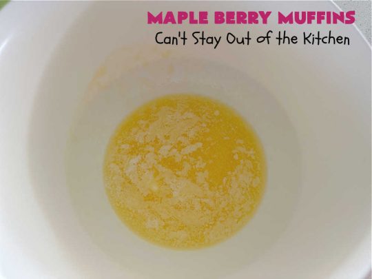 Maple Berry Muffins | Can't Stay Out of the Kitchen | indulge yourself with these luscious #SugarFree & #GlutenFree #muffins. They're filled with #strawberries, #blueberries, #raspberries & #blackberries. #MapleSyrup & #MapleExtract amp up the flavors. #MonkFruitSugar is substituted for regular sugar. The #streusel topping is amazing. Perfect for a weekend, company or #holiday #breakfast. #MapleBerryMuffins