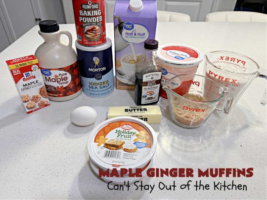 Maple Ginger Muffins | Can't Stay Out of the Kitchen | these outrageous #muffins will rock your world! They explode with #CandiedGinger flavor & are so mouthwatering & irresistible, you're going to want more than one. Marvelous for #holiday #breakfast & Brunch buffets like #Christmas, #Thanksgiving or #NewYearsDay. Every bite will have you swooning! #MapleSyrup #MapleExtract #walnuts #CrystalizedGinger #ParadiseFruit #MapleGingerMuffins