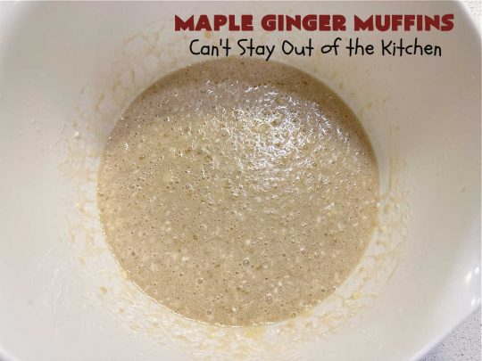 Maple Ginger Muffins | Can't Stay Out of the Kitchen | these outrageous #muffins will rock your world! They explode with #CandiedGinger flavor & are so mouthwatering & irresistible, you're going to want more than one. Marvelous for #holiday #breakfast & Brunch buffets like #Christmas, #Thanksgiving or #NewYearsDay. Every bite will have you swooning! #MapleSyrup #MapleExtract #walnuts #CrystalizedGinger #ParadiseFruit #MapleGingerMuffins