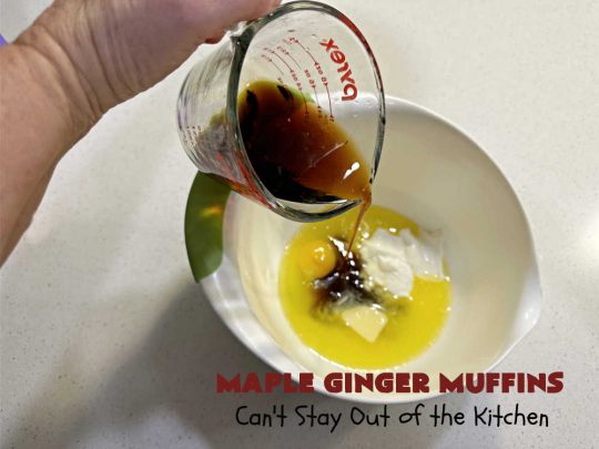 Maple Ginger Muffins | Can't Stay Out of the Kitchen | these outrageous #muffins will rock your world! They explode with #CandiedGinger flavor & are so mouthwatering & irresistible, you're going to want more than one. Marvelous for #holiday #breakfast & Brunch buffets like #Christmas, #Thanksgiving or #NewYearsDay. Every bite will have you swooning! #MapleSyrup #MapleExtract #walnuts #CrystalizedGinger #ParadiseFruit #MapleGingerMuffins