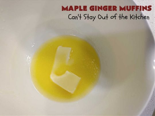 Maple Ginger Muffins | Can't Stay Out of the Kitchen | these outrageous #muffins will rock your world! They explode with #CandiedGinger flavor & are so mouthwatering & irresistible, you're going to want more than one. Marvelous for #holiday #breakfast & Brunch buffets like #Christmas, #Thanksgiving or #NewYearsDay. Every bite will have you swooning! #MapleSyrup #MapleExtract #walnuts #CrystalizedGinger #ParadiseFruit #MapleGingerMuffins