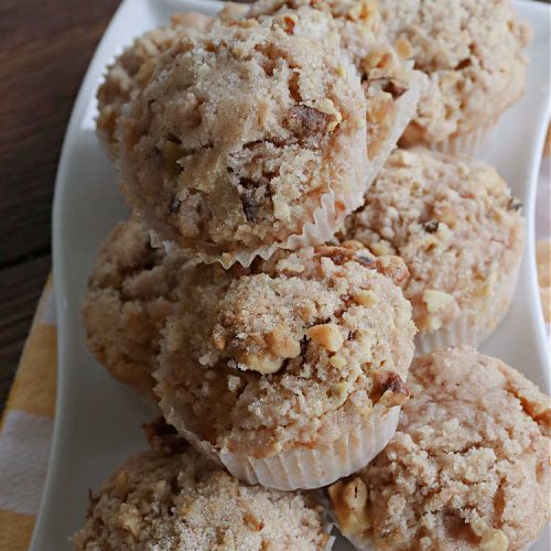 Maple Ginger Muffins | Can't Stay Out of the Kitchen | these outrageous #muffins will rock your world! They explode with #CandiedGinger flavor & are so mouthwatering & irresistible, you're going to want more than one. Marvelous for #holiday #breakfast & Brunch buffets like #Christmas, #Thanksgiving or #NewYearsDay. Every bite will have you swooning! #MapleSyrup #MapleExtract #walnuts #CrystalizedGinger #ParadiseFruit #MapleGingerMuffins