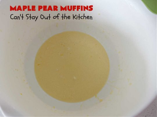 Maple Pear Muffins | Can't Stay Out of the Kitchen | these #muffins are absolutely delightful for a weekend, company or #holiday #breakfast. They're filled with #pears, #pecans, #oatmeal, #MapleSyrup & #MapleExtract to make them pop in flavor. #Cinnamon icing puts them over the top! Every bite will have you drooling. #MaplePearMuffins