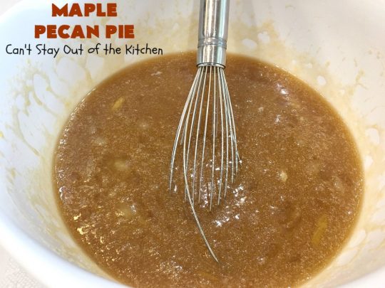 Maple Pecan Pie | Can't Stay Out of the Kitchen | this #PecanPie is dynamite! It's made with #MapleSyrup instead of corn syrup. It's rich, heavenly and so very decadent. Enjoy this #pie for #Christmas, other #holidays or your next special occasion. #dessert #PecanDessert #MaplePecanPie