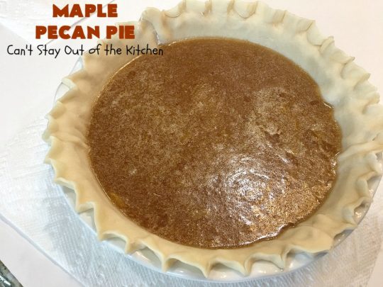 Maple Pecan Pie | Can't Stay Out of the Kitchen | this #PecanPie is dynamite! It's made with #MapleSyrup instead of corn syrup. It's rich, heavenly and so very decadent. Enjoy this #pie for #Christmas, other #holidays or your next special occasion. #dessert #PecanDessert #MaplePecanPie