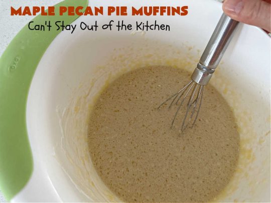 Maple Pecan Pie Muffins | Can't Stay Out of the Kitchen | #Maple flavor just pops in these delicious #PecanPie #muffins. Every bite will have you drooling. If you enjoy sweets with your morning coffee, this is a terrific #recipe to wake up to. Great for a weekend, company or #holiday #breakfast too. #BreakfastMuffins #MaplePecanPieMuffins