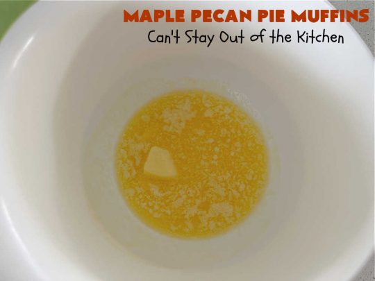 Maple Pecan Pie Muffins | Can't Stay Out of the Kitchen | #Maple flavor just pops in these delicious #PecanPie #muffins. Every bite will have you drooling. If you enjoy sweets with your morning coffee, this is a terrific #recipe to wake up to. Great for a weekend, company or #holiday #breakfast too. #BreakfastMuffins #MaplePecanPieMuffins