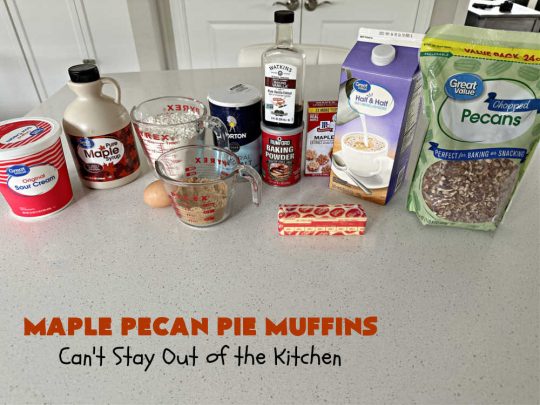 Maple Pecan Pie Muffins | Can't Stay Out of the Kitchen | #Maple flavor just pops in these delicious #PecanPie #muffins. Every bite will have you drooling. If you enjoy sweets with your morning coffee, this is a terrific #recipe to wake up to. Great for a weekend, company or #holiday #breakfast too. #BreakfastMuffins #MaplePecanPieMuffins