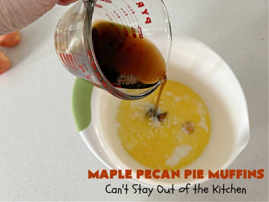 Maple Pecan Pie Muffins | Can't Stay Out of the Kitchen | #Maple flavor just pops in these delicious #PecanPie #muffins. Every bite will have you drooling. If you enjoy sweets with your morning coffee, this is a terrific #recipe to wake up to. Great for a weekend, company or #holiday #breakfast too. #BreakfastMuffins #MaplePecanPieMuffins