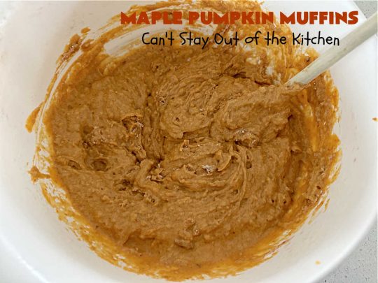 Maple Pumpkin Muffins | Can't Stay Out of the Kitchen | these fantastic #muffins include a #cheesecake layer swirled through the batter! They're topped with a lovely #streusel topping that adds a delightful crunch. Tasty treat for a weekend, company or #holiday #breakfast or #brunch. #pecans #MapleSyrup #pumpkin #CreamCheese #PumpkinMuffins #FallBaking #MaplePumpkinMuffins