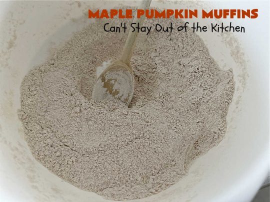 Maple Pumpkin Muffins | Can't Stay Out of the Kitchen | these fantastic #muffins include a #cheesecake layer swirled through the batter! They're topped with a lovely #streusel topping that adds a delightful crunch. Tasty treat for a weekend, company or #holiday #breakfast or #brunch. #pecans #MapleSyrup #pumpkin #CreamCheese #PumpkinMuffins #FallBaking #MaplePumpkinMuffins