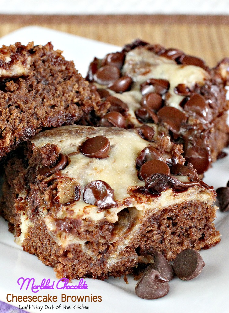 Marbled Chocolate Cheesecake Brownies | Can't Stay Out of the Kitchen