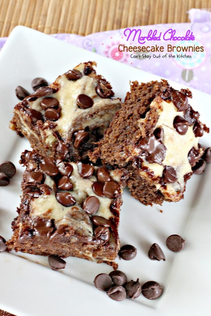 Marbled Chocolate Cheesecake Brownies | Can't Stay Out of the Kitchen | these outrageous #brownies will have you coming back for more! #chocolate #cheesecake #dessert