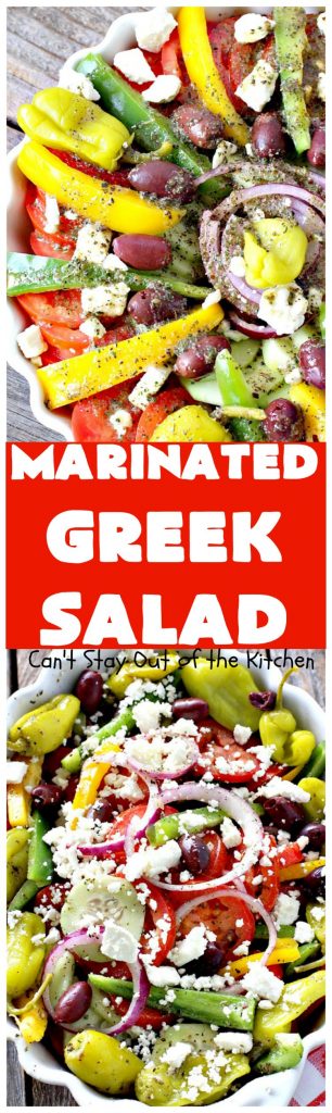Marinated Greek Salad | Can't Stay Out of the Kitchen | marvelous #Greek #salad for summer #holidays, BBQs and potlucks. This one has a fantastic homemade dressing. #glutenfree