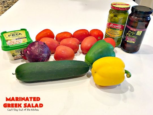 Marinated Greek Salad | Can't Stay Out of the Kitchen | marvelous #Greek #salad for summer #holidays, BBQs and potlucks. This one has a fantastic homemade dressing. #glutenfree