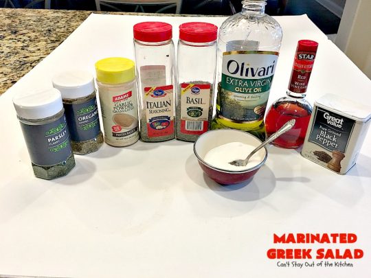 Marinated Greek Salad | Can't Stay Out of the Kitchen | marvelous #Greek #salad for summer #holidays, BBQs and potlucks. This one has a fantastic homemade dressing. #glutenfree