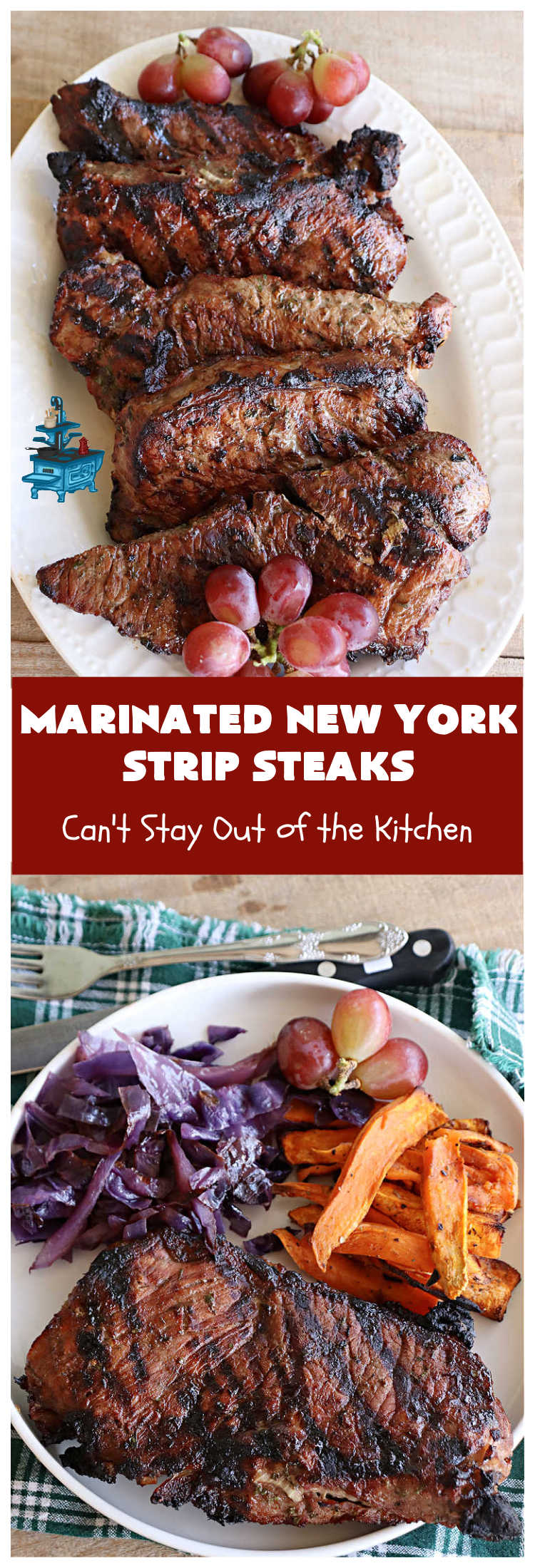 Marinated New York Strip Steaks | Can't Stay Out of the Kitchen | This is a terrific way to enjoy #steaks using ingredients found in your pantry! The #NYStripSteaks are marinated overnight and then grilled the next day. Perfect for company or family dinners. #GlutenFree #MarinatedSteaks #beef #MarinatedNewYorkStripSteaks #MarinatedSirloinSteak