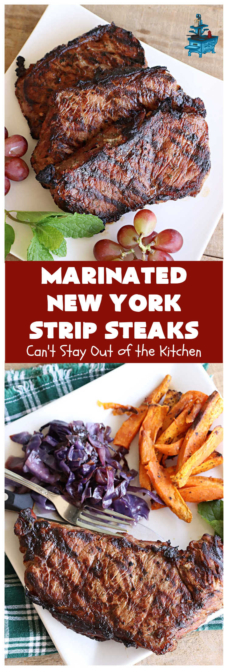 Marinated New York Strip Steaks | Can't Stay Out of the Kitchen | This is a terrific way to enjoy #steaks using ingredients found in your pantry! The #NYStripSteaks are marinated overnight and then grilled the next day. Perfect for company or family dinners. #GlutenFree #MarinatedSteaks #beef #MarinatedNewYorkStripSteaks #MarinatedSirloinSteak