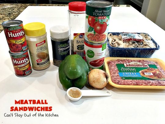 Meatball Sandwiches | Can't Stay Out of the Kitchen | Amazing #meatballs & sauce to spread over hoagie rolls. Adding melted #provolonecheese makes them spectacular. Great for #tailgating parties. So easy for weekend dinners. #beef #sandwiches #marinarasauce #ItalianSausage #NewYearsDay 