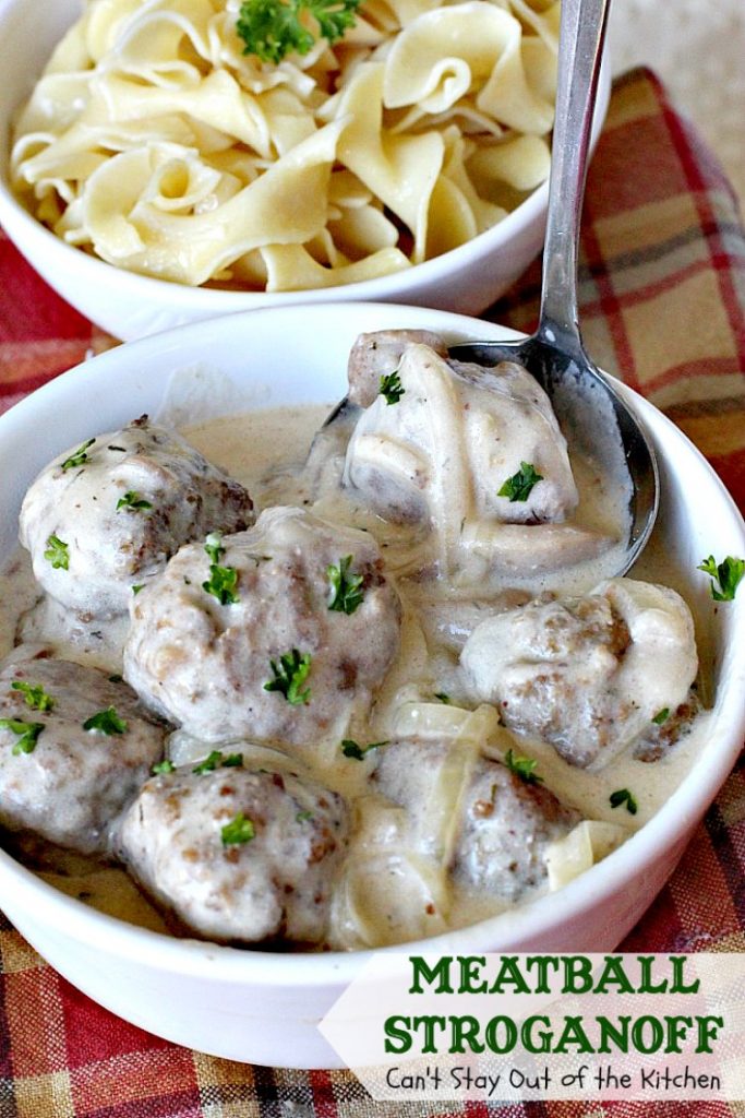 Meatball Stroganoff | Can't Stay Out of the Kitchen | sensational #stroganoff with amped up #meatballs and sauce using #MontrealSteakSeasoning! Amazing. #beef #glutenfree