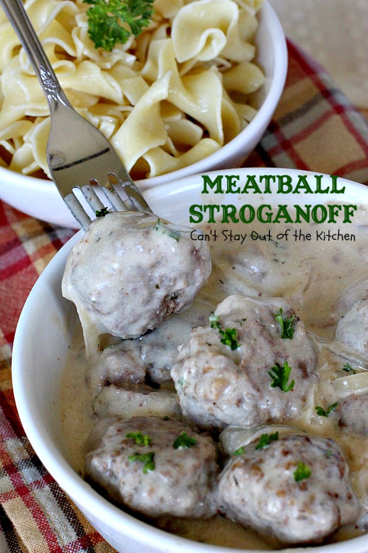 Meatball Stroganoff | Can't Stay Out of the Kitchen | sensational #stroganoff with amped up #meatballs and sauce using #MontrealSteakSeasoning! Amazing. #beef #glutenfree
