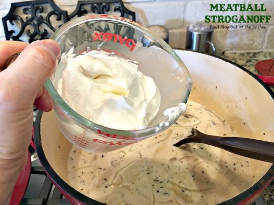 Meatball Stroganoff | Can't Stay Out of the Kitchen | sensational #stroganoff with amped up #meatballs and sauce using #MontrealSteakSeasoning! Amazing. #beef #glutenfree
