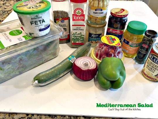 Mediterranean Salad | Can't Stay Out of the Kitchen | this spectacular #salad has many #Mediterranean veggies that make it even better than a traditional #Greeksalad. #glutenfree