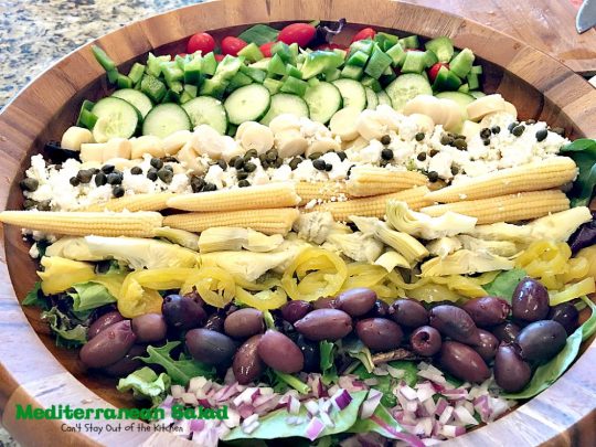 Mediterranean Salad | Can't Stay Out of the Kitchen | this spectacular #salad has many #Mediterranean veggies that make it even better than a traditional #Greeksalad. #glutenfree