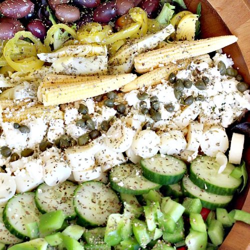 Mediterranean Salad | Can't Stay Out of the Kitchen | this spectacular #salad has many #Mediterranean veggies that make it even better than a traditional #Greeksalad. #glutenfree