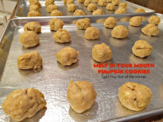 Melt in Your Mouth Pumpkin Cookies | Can't Stay Out of the Kitchen | these are the most awesome #pumpkin #cookies ever! The brown sugar buttercream frosting is amazing. These are terrific for #Christmas baking & parties. #dessert