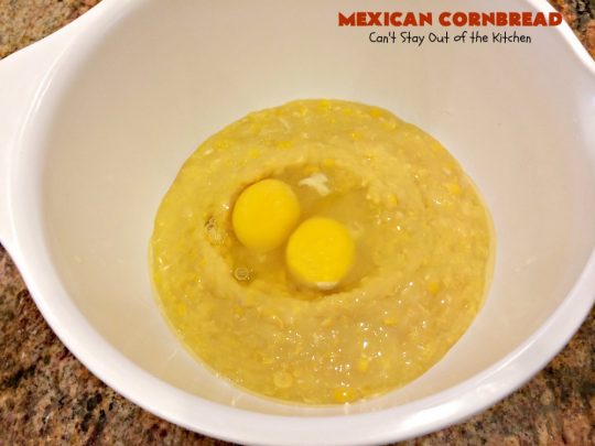 Mexican Cornbread | Can't Stay Out of the Kitchen | this souffle style #cornbread is absolutely mouthwatering. It uses either diced #Jalapenos or #GreenChilies plus #CheddarCheese. Terrific comfort food with chili or soup. #TexMex #Mexican #MexicanCornbread #GlutenFree #GlutenFreeCornbread