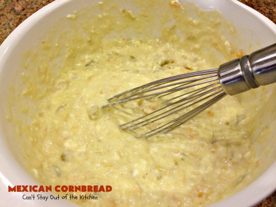 Mexican Cornbread | Can't Stay Out of the Kitchen | this souffle style #cornbread is absolutely mouthwatering. It uses either diced #Jalapenos or #GreenChilies plus #CheddarCheese. Terrific comfort food with chili or soup. #TexMex #Mexican #MexicanCornbread #GlutenFree #GlutenFreeCornbread