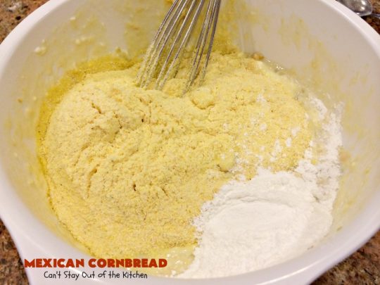Mexican Cornbread | Can't Stay Out of the Kitchen | this souffle style #cornbread is absolutely mouthwatering. It uses either diced #Jalapenos or #GreenChilies plus #CheddarCheese. Terrific comfort food with chili or soup. #TexMex #Mexican #MexicanCornbread #GlutenFree #GlutenFreeCornbread