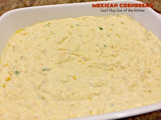 Mexican Cornbread | Can't Stay Out of the Kitchen | this souffle style #cornbread is absolutely mouthwatering. It uses either diced #Jalapenos or #GreenChilies plus #CheddarCheese. Terrific comfort food with chili or soup. #TexMex #Mexican #MexicanCornbread #GlutenFree #GlutenFreeCornbread