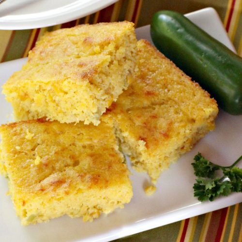 Mexican Cornbread | Can't Stay Out of the Kitchen | this souffle style #cornbread is absolutely mouthwatering. It uses either diced #Jalapenos or #GreenChilies plus #CheddarCheese. Terrific comfort food with chili or soup. #TexMex #Mexican #MexicanCornbread #GlutenFree #GlutenFreeCornbread