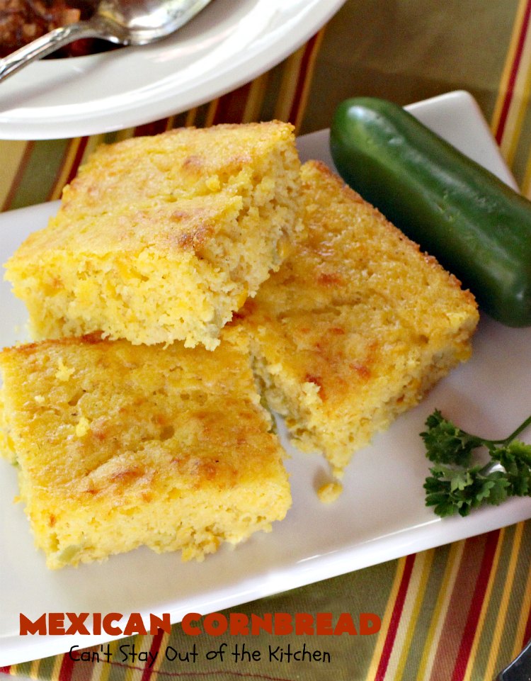 Mexican Cornbread | Can't Stay Out of the Kitchen | this souffle style #cornbread is absolutely mouthwatering. It uses either diced #Jalapenos or #GreenChilies plus #CheddarCheese. Terrific comfort food with chili or soup. #TexMex #Mexican #MexicanCornbread #GlutenFree #GlutenFreeCornbread