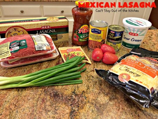 Mexican Lasagna | Can't Stay Out of the Kitchen | this awesome #lasagna has a #TexMex twist that's irresistible. It's so easy since you don't have to pre-cook the #noodles. Perfect for company & #holiday dinners. #CincoDeMayo #beef #cheese 