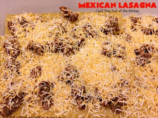Mexican Lasagna | Can't Stay Out of the Kitchen | this awesome #lasagna has a #TexMex twist that's irresistible. It's so easy since you don't have to pre-cook the #noodles. Perfect for company & #holiday dinners. #CincoDeMayo #beef #cheese 