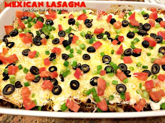 Mexican Lasagna | Can't Stay Out of the Kitchen | this awesome #lasagna has a #TexMex twist that's irresistible. It's so easy since you don't have to pre-cook the #noodles. Perfect for company & #holiday dinners. #CincoDeMayo #beef #cheese 