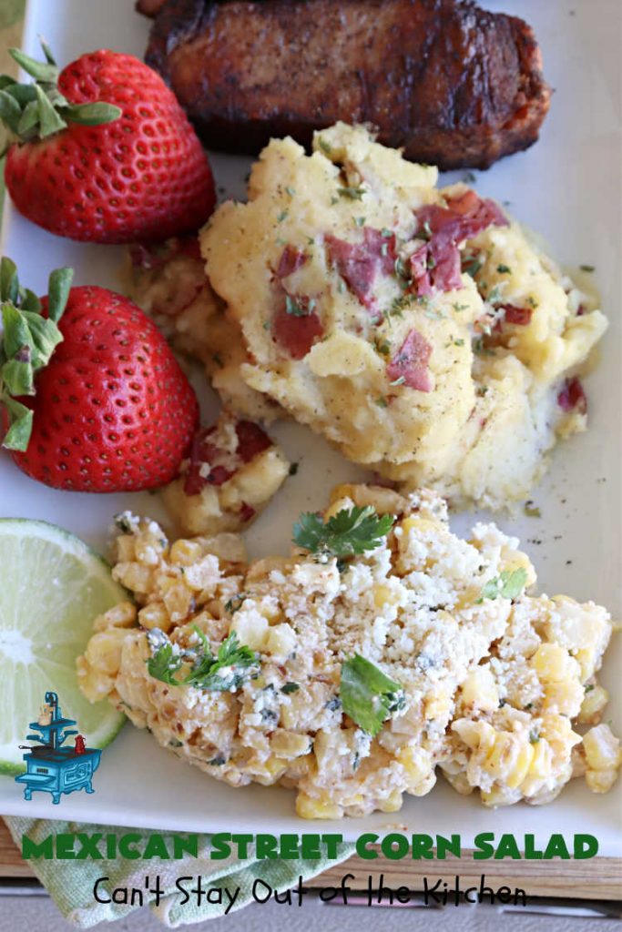 Mexican Street Corn Salad | Can't Stay Out of the Kitchen | this amazing #CornSalad will rock your world! It has all the great flavors of #MexicanStreetCorn but made in #salad form. The flavors are unbelievably good! Great for potlucks & Backyard BBQs. #TexMex #GlutenFree #MexicanStreetCornSalad