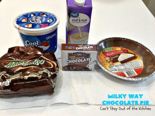 Milky Way Chocolate Pie | Can't Stay Out of the Kitchen | This sensational #ChocolatePie is rich, decadent, gooey, chocolaty & absolutely amazing. It's filled with #MilkyWayBars and is marvelous for a #holiday or company #dessert. #pie #chocolate #MilkyWayCandyBars #ChocolateDessert #MilkyWayDessert #MilkyWayChocolatePie