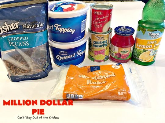 Million Dollar Pie | Can't Stay Out of the Kitchen | this creamy #pie is so spectacular you will find yourself drooling over every bite! It's really easy too. #dessert #cherries #pineapple #coconut