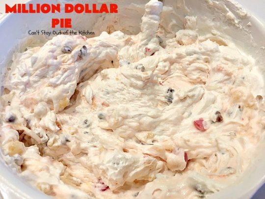 Million Dollar Pie | Can't Stay Out of the Kitchen | this creamy #pie is so spectacular you will find yourself drooling over every bite! It's really easy too. #dessert #cherries #pineapple #coconut